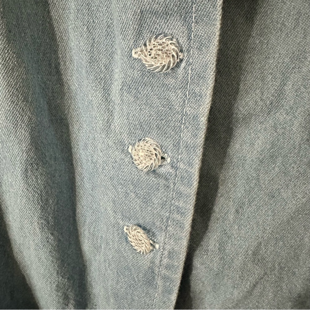 Notations Clothing Co. Sky Blue Floral Embroidered Maxi Button Up Dress Sz L - Picture 6 of 12